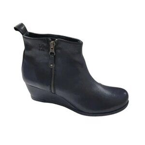 Lola Miller Black Leather Wedged Ankle Boots